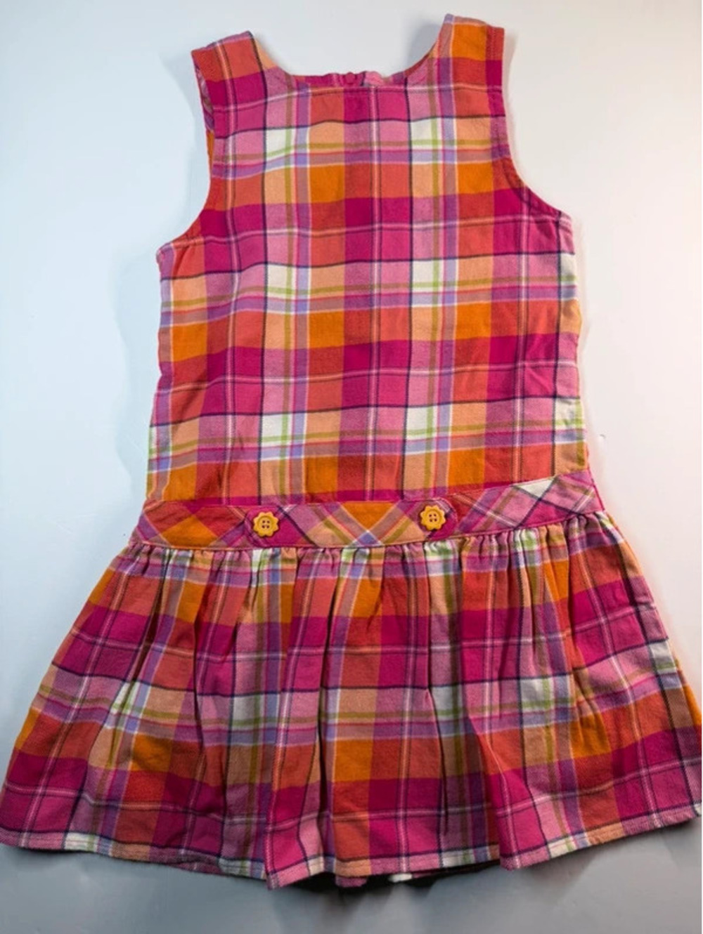 Gymboree Girls Size 5 Pink Orange Plaid Drop Waist Dress 2011